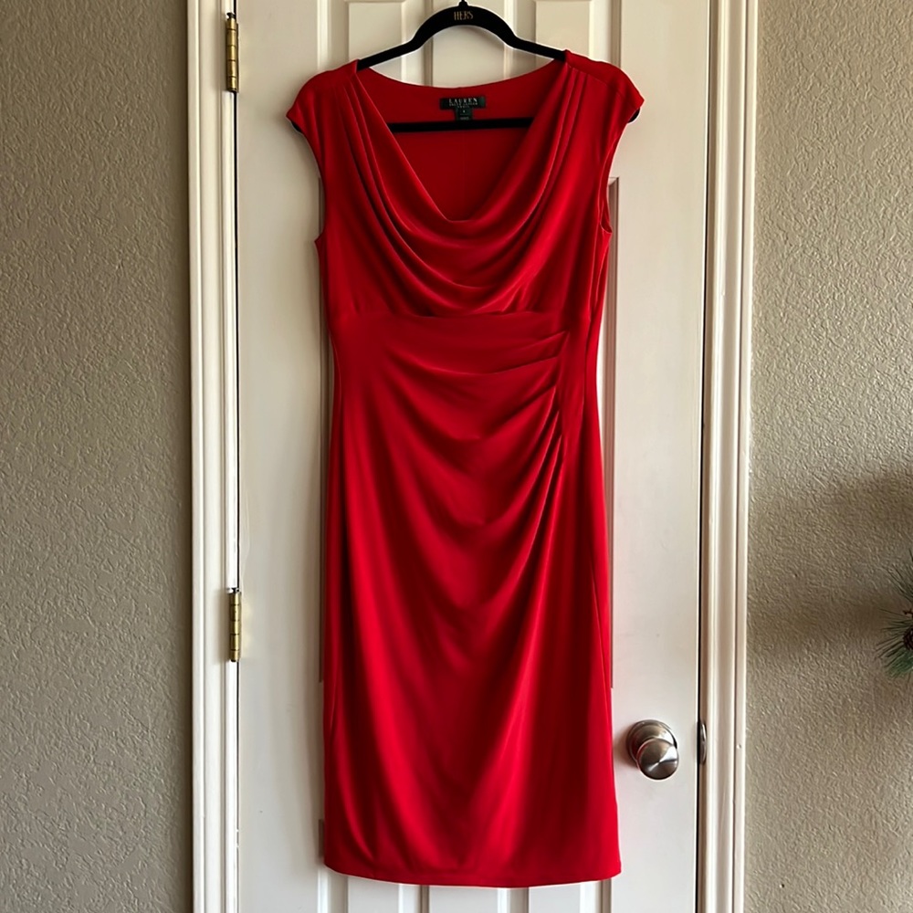 Lauren Ralph Lauren beautiful rich red cocktail dress